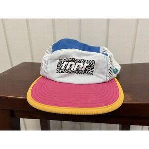 Rnnr Running 5 Panel Hat Large White Pink Strapback Pace Vented Spellout Spdwick